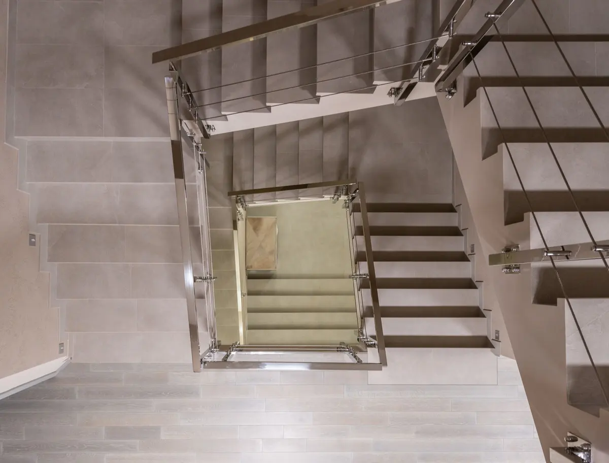Stair treads and trim in a stairs